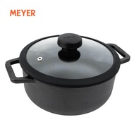 MEYER หม้อเหล็กหล่อ ขนาด 20 cm 24 cm พร้อมฝาแก้ว กระทะร้อน หม้อต้ม หม้ออเนกประสงค์ หม้อต้มอาหาร Cast iron pot