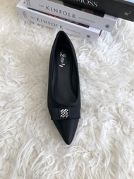 2Step-TX899-45B sepatu heels wanita 3cm bahan kain bergaris size 36-40
