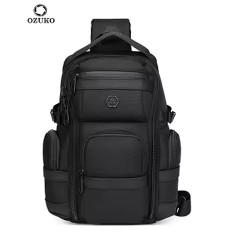 OZUKO Large Capacity Shoulder Bags for Male Waterproof Chest Bag Tactical Sling Messenger Bags Men O