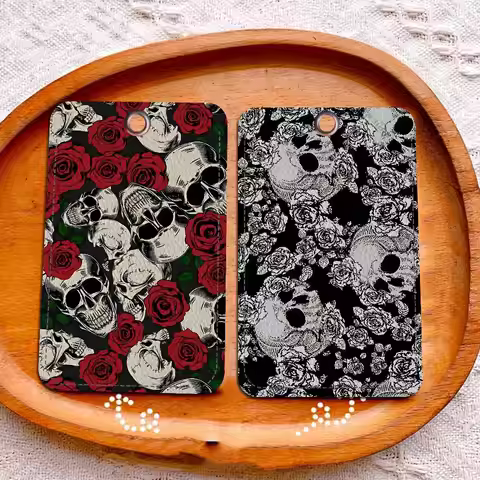 Horror Skull Gothic Witchcraft Bank Card,Subway, Bus Card Holder Keychain Key Ring Door Access Tags 