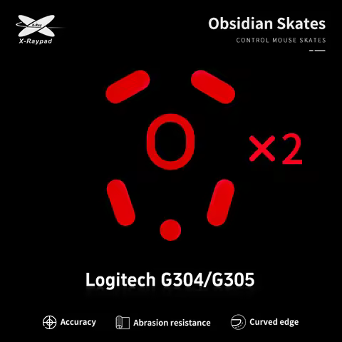 X-Raypad Obsidian Skates for Logitech G304/G305 Lightspeed Wireless Mice Glide Feet Esports