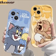 Couple Funny Tom and Jerry Phone CaseFor Samsung Galaxy A72 A52 A52S A32 A22 A12 A21S A51 A50S A30S A02S M13 5G J7 Prime On7 Soft Frosted Transparent Wave-Edge Shockproof Cover