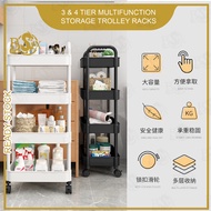 3/4 Tier Multifunction Storage Trolley Rack Office Shelves Home Kitchen Rack With Plastic Wheel Rak Troli