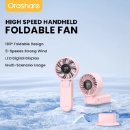 Orashare HF10 Mini Fan 4000mAh Rechargeable Handheld Fan 5 Speed Strong Wind Foldable Desktop Fan