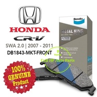 Bendix DB1843MKT Front Brake Pad - H/D CRV TME 1.5 2018/ CRV 2.3 V-Tec/ SWA TOA 2015