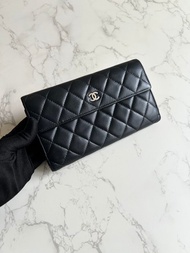 絕版古董包 Chanel黑色小羊皮革長夾 銀包 錢包 皮夾 中古包 二手