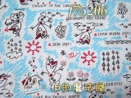 【布的魔法屋】日本正版f75206迪士尼Frozen Olaf粉藍冰雪奇緣雪寶中厚純棉布料(日本進口布料.人氣卡通布料)