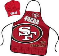 Mojo Licensing San Francisco 49ers Apron Chef Hat Set Full Color Universal Size Tie Back Grilling Ta