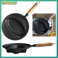 【Fast Delivery】Cast Iron Frying Pan with Wood Handle Pancake Mold Skillet Pan Non-Stick Omelet Fryin