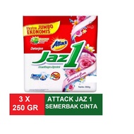 Bundle of 3 Bags ATTACK Jaz 1 Detergent Powder  Semerbak Cinta /  Laundry Detergent / Deterjen Bubuk 250  gr