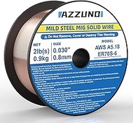 AZZUNO Mig Solid Welding Wire, ER70S-6 Mild Steel Gas Mig Wire .030" 2-LB, 1-Pack