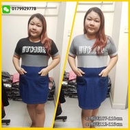 Women Fashion Elasticity Mix Denim Dres 大码女装拼接牛仔弹力连身裙