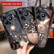 HP Latest REALME C53 NFC Glass Softcase [M156] Flower Motif - Case Realme C53 NFChp - Realme C53 NFC