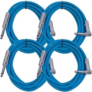 Seismic Audio SAGC10R-Blue-4Pack 10-Feet, 4 Pack TS 1/4-Inch to 1/4-Inch Right Angle TS Guitar Cable