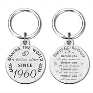66th Birthday Gifts for Women Men, 66 Year Old Birthday Key Holder Keychain, Born in 1957 Gifts, 195