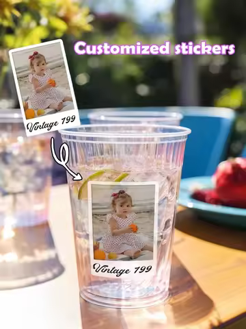 Personalized Custom Photo Stickers Self Adhesive Cup Room Decor Romantic Couple Friends Parents Gift