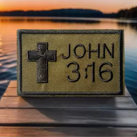John 3:16 Patch Tactical Morale BadgeChristian Bible Jesus God Emblem Backpack Sticker Embroidered H