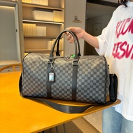 A ai2 Large-Capacity Travel Bag Men's Casual Short-Distance Handbag Plaid Woven Gym Bag Shoulder Mes