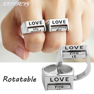 KISSFENY Love Ring, Fidget Rotatable Mood Ring, Creative Adjustable Silver Rotatable Mood Control Ri