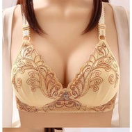 HuoYuan【Ready Stock】Wireless Bra B C D Cup Big Size 36-44 Push Up Bra Thin Sponge Cotton Lining Non-