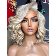 2025 Trendy Color Platinum Ash Blonde Short Bob Body Wave 5x5 Lace Closure Human Hair Wig 13x4 613 T