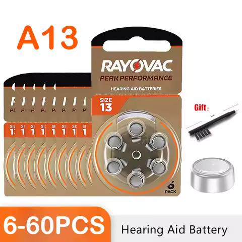 Hearing Aid Batteries 6-60PCS RAYOVAC PEAK 1.45V 13A A13 13 P13 PR48 Zinc Air Battery For BTE CIC RI