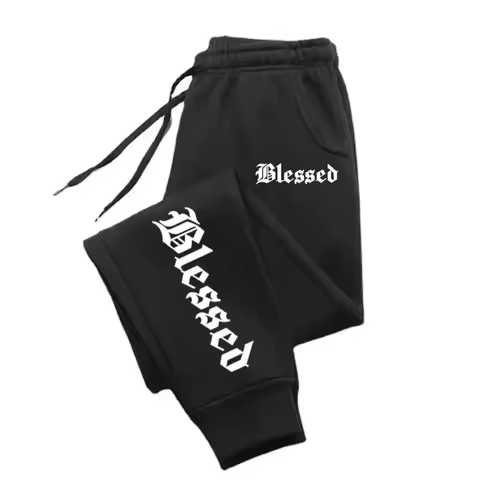 Autumn and winter blessing letter print sports pants adult men's drawstring sports Y2K trousers casu