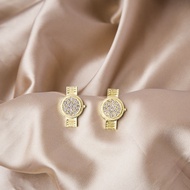 Golden Watch Earrings — Playful Chic (S925 Sterling Silver)