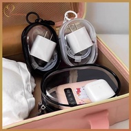 TERY Multifunctional Clear Data Cable Storage Box Outdoor Travel Headset Storage Bag Data Cable Roun