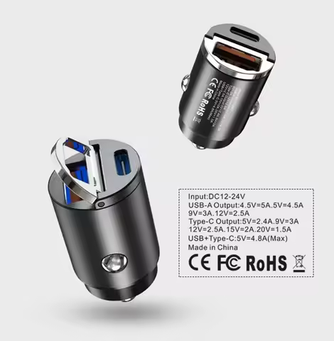Mini Stealth Car Adapter QC 4.0 3.0 Quick Charge Type C PD Charger 30W PD+QC/PD+PD Car Charger For i
