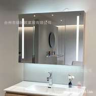 （IN STOCK）Customized Bathroom Mirror Solid Wood Paint Mirror Cabinet Bathroom Mirror round Band Storage Rack Wall-Mounted Mirror Front Locker