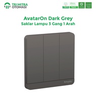 Schneider AvatarOn 3 Gang 1 Way Switch Dark Grey - E8333L1LED_DG_G3