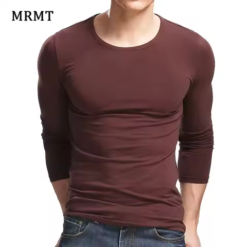 MRMT 2025 Brand Men's T-Shirts 5XL Tops Tees Long Sleeved Men T Shirt Pure Color Casual Mens Long Sl