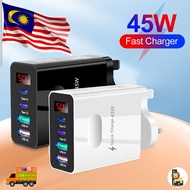 45W PD Fast USB Charger Quick Charge 3.0 Charger Digital Display Mobile Charge Adapter Wall Charger