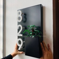 3D Premium Solid Metal House Number Board with Planter Box Alphabet Minimalist Design