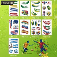 FOREVERGO 10sheets Rainbow Waterproof Football Fest Temporary Tattoos Soccer Goal Win Facial Sticker