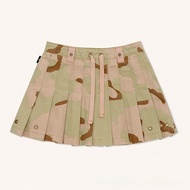 ใหม่ SMFK Camouflage จีบกระโปรงทหารสีเขียวผู้หญิง Retro ทหารสไตล์ครึ่งความยาวกระโปรงแฟชั่น Wild Camo