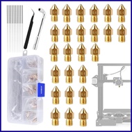 3D Printer Nozzles 0.4mm Brass Accessories 25 Pieces 3D Printer Hot End Nozzles with Tools and Stora
