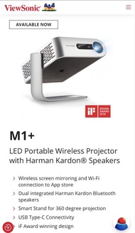投影機 M1+ Projecter LED Portable Wireless Projector with Harman Kardon® Speakers