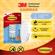 3M Command - 17093 CLR Wall Mounted Large Clear Wall Hook / (1 Hook 1.8kg) / Large Organize Hook Wal