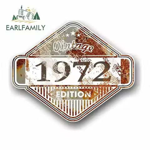 EARLFAMILY 13cm x 10.8cm Rusty Patina Aged Vintage Edition Year 1972 Design Vinyl Car Sticker Window