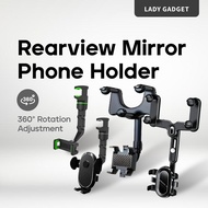 Rearview Mirror In-Car Rear View Mirror Mount GPS DVR Phone Holder | 360 Degree Rotated | Strong Gri