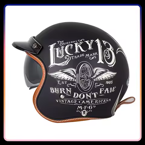 Four Seasons Open Face Motorcycle Helmets with HD Lens DOT Adult Men Women Open Face Helmet Vintage 