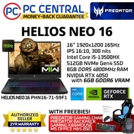 Acer Predator Helios NEO 16 59F1 (PH16-71-59F1) Gaming Laptop | 165Hz 16" IPS Panel | Intel Core i5-13500HX (14 Cores) | RTX 4050 6GB | 8GB DDR5 RAM | 512GB SSD (PC Central)