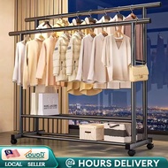 Single/Double Pole Clothes Rack Rak Baju Besi Steel Cloth Stand Penggantung Baju Ampaian Baju Penyid