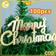 (100 pieces) Merry Christmas Writing Upright Writing Merry Christmas Plastic Christmas Plate/