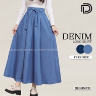 🇲🇾 DESINCE Women Denim Long Skirt Free Size Skirt Perempuan WP 042