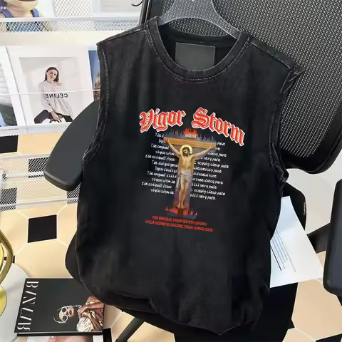 Summer Men Wash To Do Old Vest Personality Print Design Skin Soft Not Tied Fashion Home Sports Two W