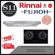 Rinnai RH-S95A-SSVR Slimline Hood Super Sleek Design + Fujioh FH-GS7020 SVGL Gas Hob With 1 Double Inner Flame Burner BUNDLE DEAL - FREE DELIVERY