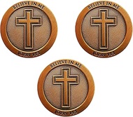 Don't Be Anxious Coin, Bulk Pack of 3, Believe in me, Worry Stone for Anxiety, Antique Gold Plated C